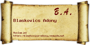 Blaskovics Adony névjegykártya